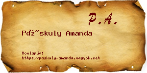 Páskuly Amanda névjegykártya